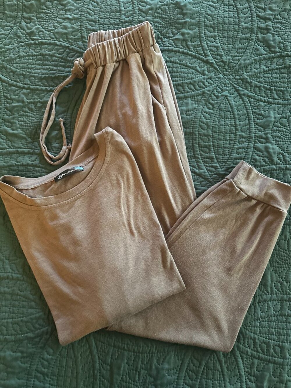 PrettyGarden Chic Brown Lounge Set Long Sleeve Top & Jogger Pants Size Small